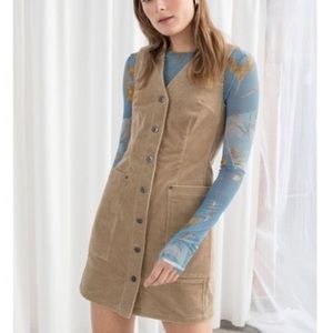 & Other Stories | Stockholm Atelier tan corduroy button down dress v neck